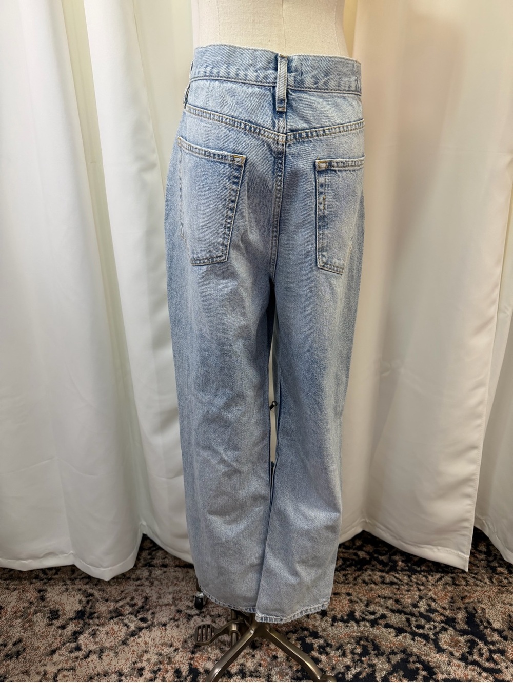 We The Free High Rise Light Blue Distressed Wide Leg Jeans - Picture 9 of 14